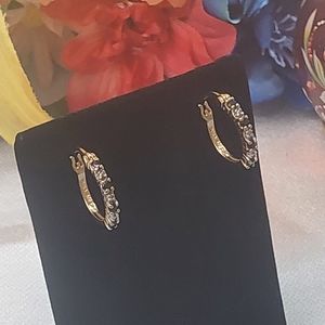 Ross-Simons Sapphire Diamond Hoop Earrings